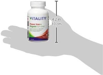 Vitality Power Iron + Spirulina | 45mg Iron | Blood Builder | Iron Deficiency Support | Vegan | All Natural Supplement | Gentle on Stomach | 30 Capsules
