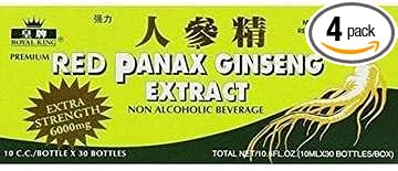 Royal King Red Panax Ginseng Extract 6000mg 10c.c./bottle X 30 (Pack of 4 Boxes)