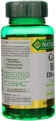 Nature's Bounty Ginkgo Biloba 120 mg Double Strength - 100 Capsules, Pack of 2