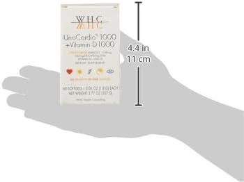 WHC, UnoCardio 1000 Fish Oil, 1300 mg of Pure Triglyceride Fish Oil with Omega-3 (1180 mg), 665 mg EPA and 445 mg DHA and 25 mcg (1000 IU) Vitamin D3 per softgel, Natural Orange, 60 softgels