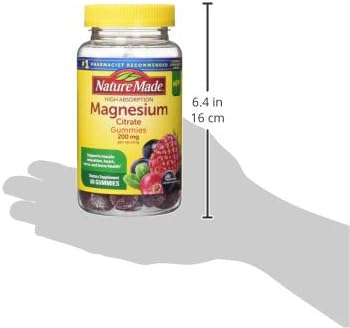 Nature Made High Absorption Magnesium Citrate 200mg Gummies, 60 Count, Mixed Berry, 60 Count (Pack of 12)