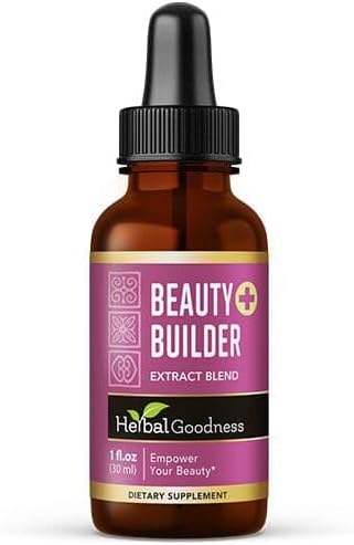 Herbal Goodness Beauty Builder 1oz - Collagen for Women with Biotin & Hyaluronic Acid - Hair Growth, Skin Hydration, Nail Support, Anti-Aging Beauty Booster - Includes Marigold & Guava Leaf