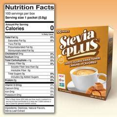 SweetLeaf Stevia Plus Powder Packets- Zero Calorie Sweetener with Stevia Leaf Extract, No Artificial Sweetener Additive, Sugar Free, Keto Friendly, Non GMO, Gluten Free- Caramel, 100 Count (Pack of 1)
