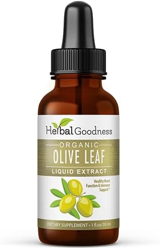 Herbal Goodness Olive Leaf Extract Liquid 1oz - for Immune Boost, Cadiovascular Support, Cognitive Wellbeing, Improved Skin Health and Digestive Comfort with Antioxidants - 1 Bottle