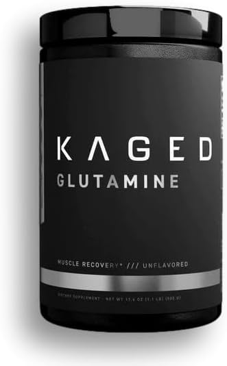 Kaged Muscle, L-Glutamine Powder 500 Gram, Vegan, Support Muscle Recovery, Post Workout, Glutamine, Banned-Substance Free, Unflavored, 100 Servings