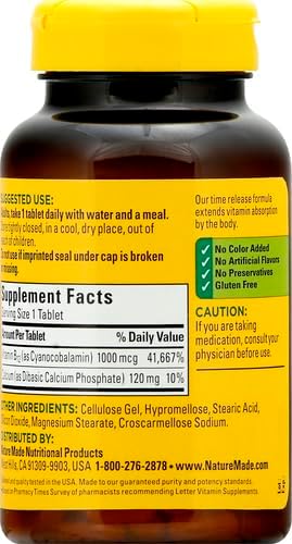 Nature Made Vitamin B12 1000 mcg, Dietary Supplement For Energy Metabolism Support, 160 Time Release Tablets, 160 Day Supply