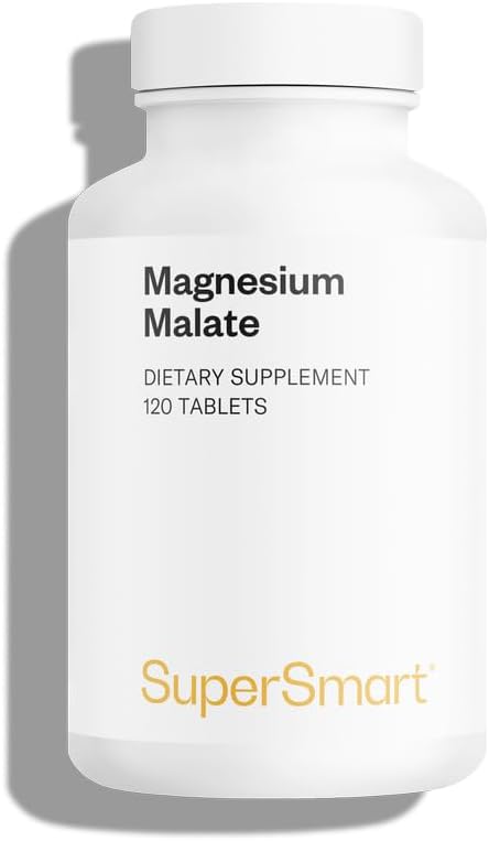 SuperSmart - Magnesium Malate 2400mg per Day (Highly Bioavailable) - Superior Mineral - Magnesium Malic Acid Supplement | Non-GMO & Gluten Free - 120 Tablets
