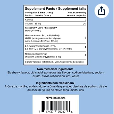 Dream Water Sleep Aid Supplement Drink; Melatonin 5mg, GABA, 5-HTP; Zero Sugar, Natural Flavors, No Added Colors, 2.5 oz Liquid Sleep Shots, Snoozeberry, 12-Count