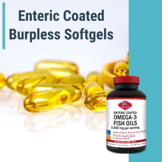 Olympian Labs Enteric Coated Omega 3 Fish Oils, 2000 mg per serving/ 60 servings, 120 Softgels