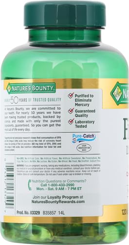Nature's Bounty Fish Oil, Dietary Supplement, Omega 3, Supports Heart Health, 1200 Mg, 120 Rapid Release Softgels