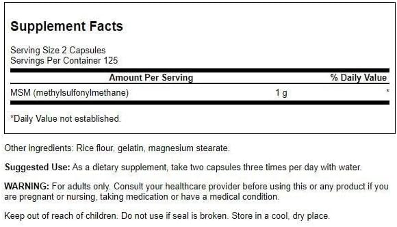 Swanson Msm 500 Milligrams 250 Capsules
