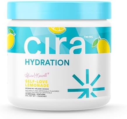 Cira Hydration Powder x Alicia McCarvell's Electrolyte Drink Mix with Himalayan Salt for Dehydration Relief and Recovery - Self Love Lemonade, 45 Servings
