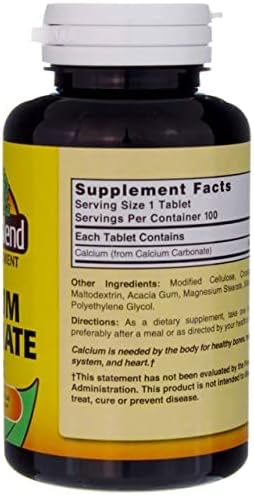 Nature's Blend Pure Calcium Carbonate 600 mg 100 Tabs (1684)
