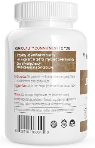 Lions Mane Mushroom Cognition (120 Capsules) Lions Mane Mushroom Powder Extract Capsules | Brain Supplement, Brain Vitamins, Focus Supplement