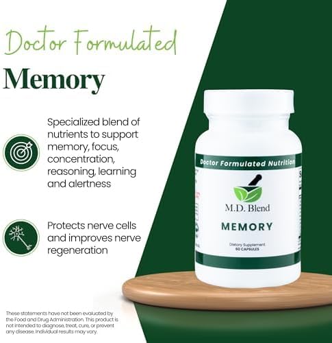 Memory - Natural Blend - Expert Formulated Supplement for Cognitive Wellness, Memory, & Neural Function - Premium L-Tyrosine, Phosphatidylserine, Bacopa Monnieri - 30 Capsules 1 Pack