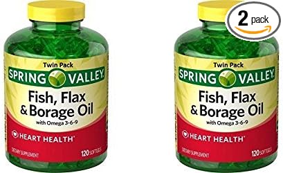 Spring Valley Fish, Flax & Borage Oil Dietary Supplement Softgels, 120 Count (Pack of 2)