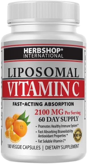 Doctor's Blend HerbShop Liposomal Vitamin C Capsules, 2100mg, Sunflower Lecithin, 180 Capsules, 60-Day Supply, Immune & Antioxidant Support