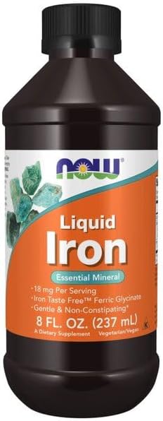 NOW Supplements, Iron Liquid 18 mg, Non-Constipating*, Essential Mineral, 8-Ounce