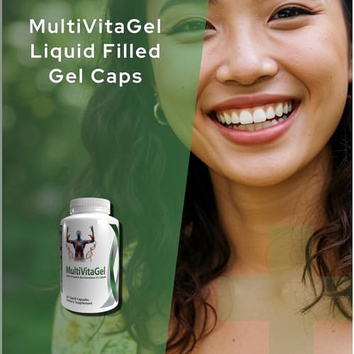 MultiVitaGel Liquid Filled Gel Caps, Vitamins Plus 42 Fruits & Veggies Blend, Optimum Nutrition Delivery