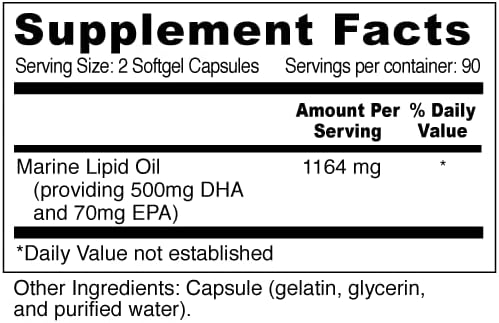 Wellness Resources Daily DHA - Highest Potency & Purity DHA Fish Oil in TG Form (180 Capsules)