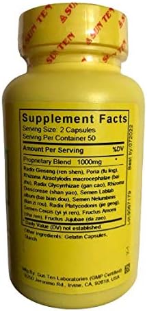 Sun Ten - Ginseng & Atractylodes Formula Capsules/Shen Ling Bai Zhu San/參苓白朮散