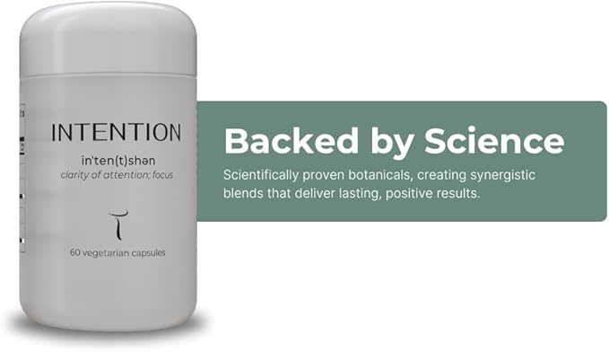 INTENTION Mushroom & Botanical Supplement by Setas – Organic Chaga & Cordyceps, Rhodiola & Ginger to Support Cognitive Function, Mental Focus, & Memory, Vegan & Non-GMO, 60-Day Supply