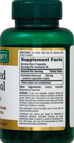 Nature's Bounty Activated Charcoal 260 mg, 100 Capsules, Dietary Supplement to Support a Healthy Lifestyle (Pack of 2)