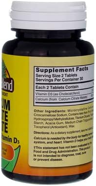 Nature's Blend Calcium Citrate Malate 500 mg Tabs, Unflavored, 60 Count