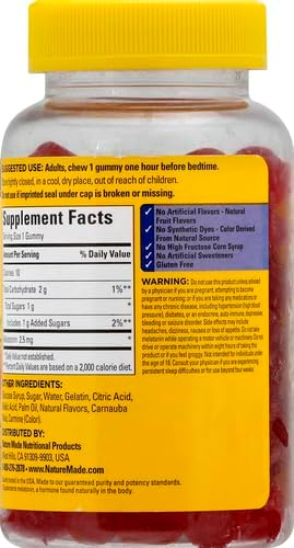 Nature Made Melatonin 2.5 mg Gummies, 100% Drug Free Sleep Aid for Adults, 130 Gummies, 130 Day Supply (Pack of 2)