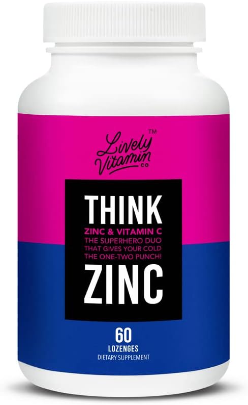 Lively Vitamin Co. Think Zinc - Vitamin C - Lemon - Honey - Immune Function - Health - Chelated Mineral Have Superior Absorption - Cold - Cough - Sick - Illness - Antioxidant - 60 Lozenges