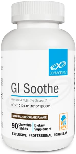 XYMOGEN Gut Health Supplements - GI Soothe Chocolate - Slippery Elm Bark, Licorice Root Extract & Marshmallow Root - Promote GI Lining Health, Mild Bloating Relief & Digestive Comfort (90 Tablets)