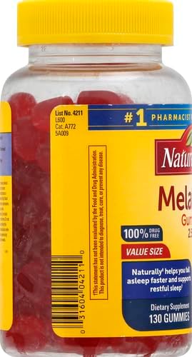 Nature Made Melatonin 2.5 mg Gummies, 100% Drug Free Sleep Aid for Adults, 130 Gummies, 130 Day Supply (Pack of 2)