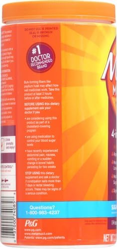 Metamucil, Daily Psyllium Husk Powder Supplement, Sugar-Free Powder, 4-in-1 Fiber for Digestive Health, Orange Flavored Drink, 114 teaspoons, 1.4 Pound (Pack of 2)