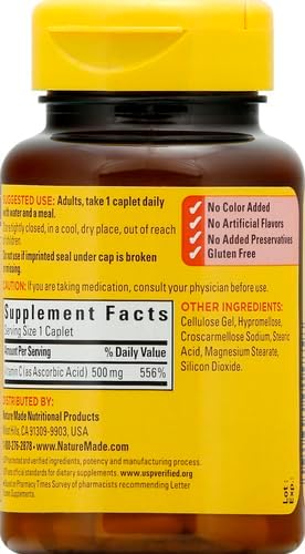 Nature Made Vitamin C 500 mg Caplets 100 Ct (Pack of 4)