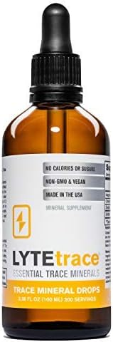 Trace Mineral Drops by LyteTrace 100ml x 200 Servings - Max-Absorption Ionic Natural Sodium Free Trace Minerals Concentrate to Balance The Body's pH - Non-GMO, Vegan, Kosher, and Keto Friendly