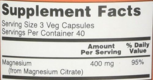 Now Foods Magnesium Citrate caps- 120 Vcaps ( 2-Pack)