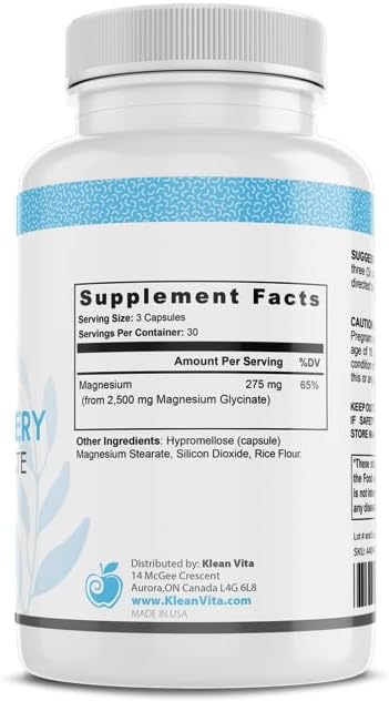 Magnesium Glycinate for Relaxation and Muscle Support, 30 Day Supply