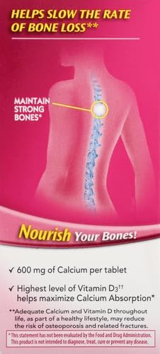 Caltrate 600 Plus D3 Calcium and Vitamin D Supplement Tablets, Bone Health Supplements for Adults - 60 Count (Pack of 4)