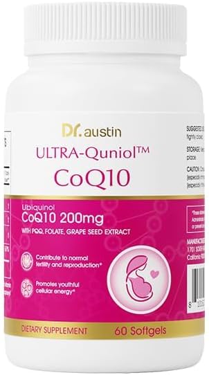 DRAUSTIN Coenzyme Q10 Preparation for Pregnancy Reduction 200mg Mitochondrial PQQ Folic Acid Imported from The United States, 60 Count
