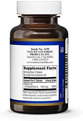 Nature's Sunshine Vitamin D-3 60 Tablets