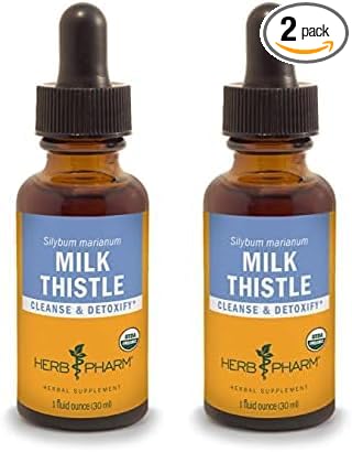 Herb Pharm Milk Thistle Seed Liquid Extract for Liver Function Support - 1 Ounce (Pack of 2)