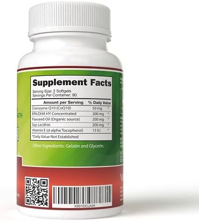 Extra Strength CoQ10 Complex, Enhanced with EPA/DHA, Lecithin, Flaxseed and Vitamin E (180 Softgels)