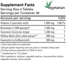 BromInj 120 Capsules | BROMELAIN 1500MG, Curcumin 1200MG, Willow BARK 900MG, QUERCETIN 300MG