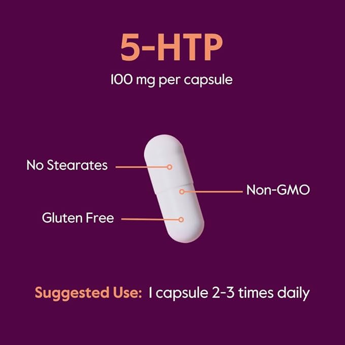 BESTVITE 5-HTP 100mg (240 Capsules) (120 x 2) - No Stearates or Flow Agents - Gluten Free - Non GMO
