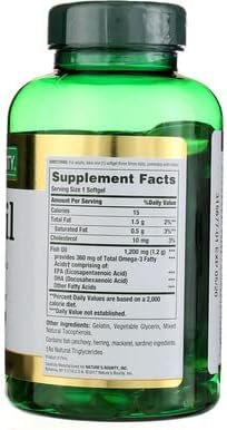 Fish Oil by Nature's Bounty, Dietary Supplement, Omega 3, Supports Heart Health, 1200 Mg, 120 Rapid Release Softgels (Pack of 2)
