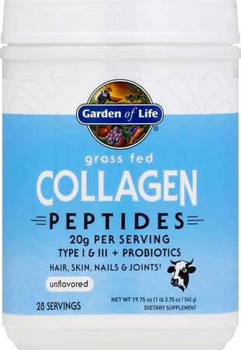 Garden of Life Grass Fed Collagen Peptides Powder Unflavored Collagen Powder for Women Men Hair Skin Nails Joints, Hydrolyzed Collagen Protein Supplements, Collagen for Women & Men, 28 Servings