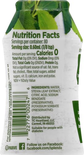 SPLENDA Stevia Liquid Zero Calorie Sweetener Drops, 1.68 Ounce Bottle (Pack of 2)