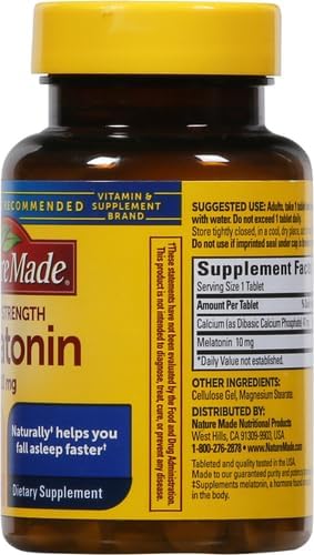 Nature Made Melatonin 10mg Maximum Strength Tablets, 100% Drug Free Sleep Aid for Adults, 70 Count, 70 Day Supply (Pack of 2)