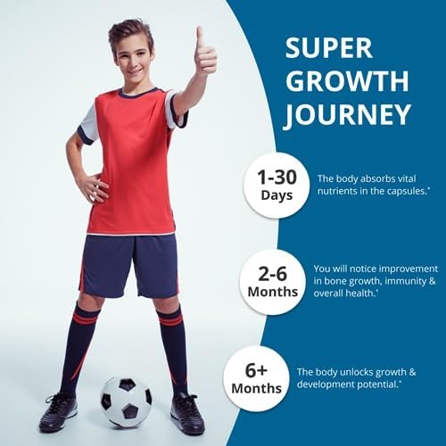 NuBest Grow Power Height Supplement with Calcium, Magnesium, Vitamin D3, Zinc for Age 10+ Height Growth, Grow Taller, Increase Height Growth Natural - Free of Growth Hormone - 60 Growth Capsules