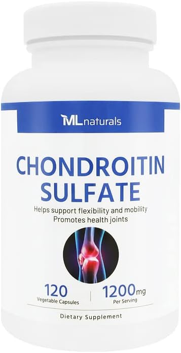 Chondroitin Sulfate 1200 mg, 120 Vegan Capsules. 99% Purity Chondroitin for Flexibility, and Mobility